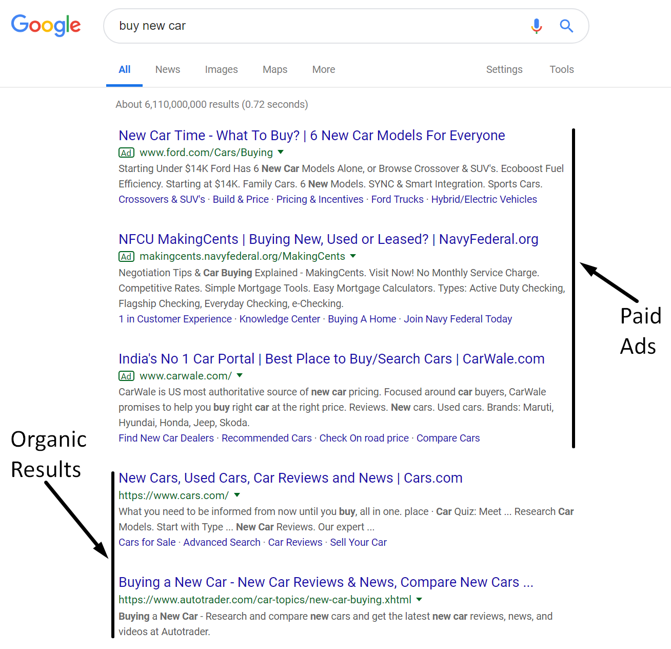 Organic vs Paid Search Results