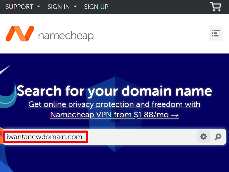 Namecheap search box