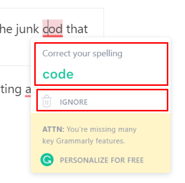 Taking action on grammarly suggestions