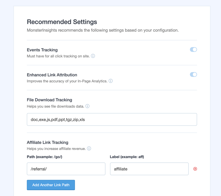 Monsterinsights settings