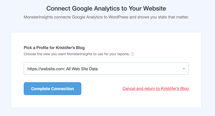 Monsterinsights setup