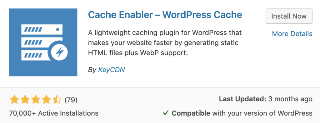 Плагины кэширования wordpress. Install cache. 375 Enabler.