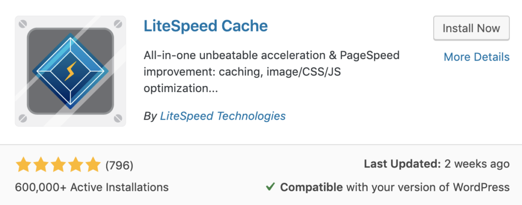 Litespeed cache plugin