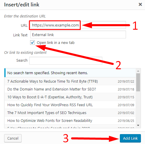 Open a link in a new tab in Wordpress