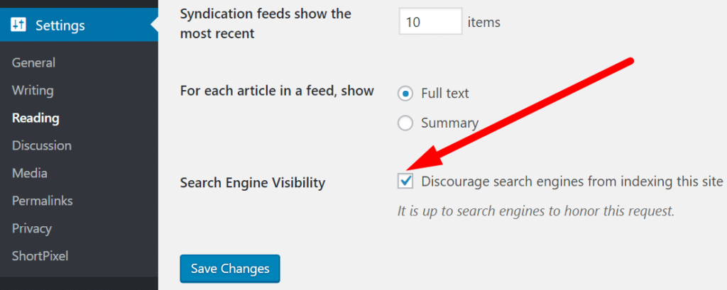 Noindex hela webbplatsen i WordPress