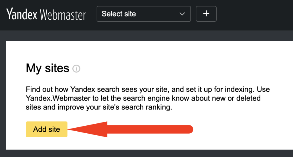 Add a site to Yandex