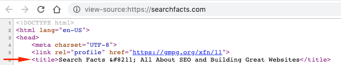 HTML source code meta title