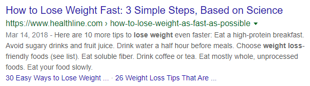 Lose weight serp snippet